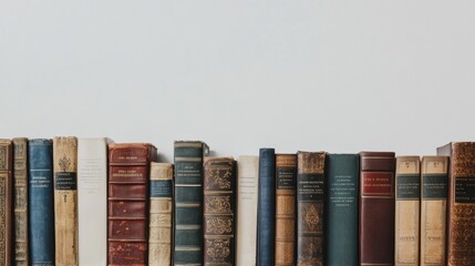 Poster - Shelves display an array of books from different genres, showcasing unique covers and bindings, creating a vibrant literary presence. Generative AI
