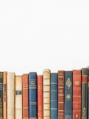 Aufkleber - A diverse lineup of books from multiple genres is arranged on a clean white surface, showcasing their colorful spines and unique designs. Generative AI
