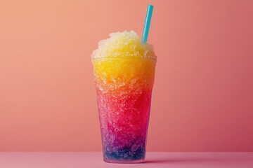 Wall Mural - Studio shot of a colorful crushed ice slushy drink