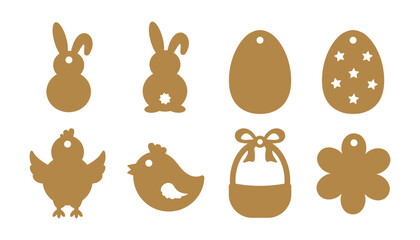 Easter gift or price tags shapes. Vector templates for cutting. Craft paper and cardboard discount label cut files