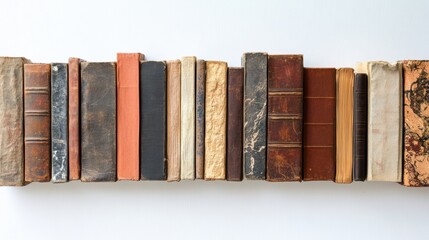 Poster - A collection of classic books featuring different genres is neatly arranged against a white background, showcasing the beauty of literature. Generative AI