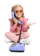 © New Africa - Cute little girl with telephone on white background