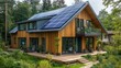 © TopMedia - Modern Eco-Friendly House with Solar Panels Surrounded by Nature