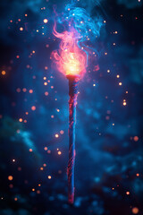 Wall Mural - Illustration Magic wand Torch Fireworks at night Glittering light effect Colorful dreamy atmosphere , Fireworks