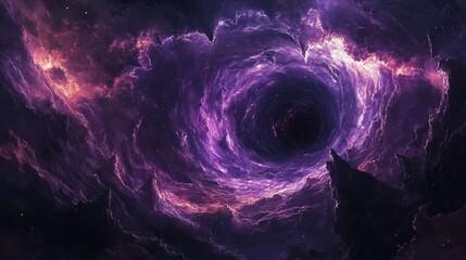 Wall Mural - Abstract cosmic nebula swirling into a dark vortex.
