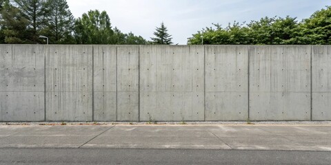 Wall Mural - Solid concrete wall with rough texture, concrete, wall, cement, construction, architecture, strong, barrier, background, surface