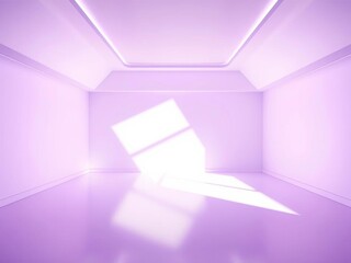 Wall Mural - Minimalistic purple room with glowing walls and reflective floor, minimalistic, aesthetic