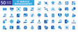 © Iconjam - IT service management icon set with business, technology, cloud, mobile, success, network, security, innovation, desk, sustainability, knowledge, application, customer, contract, and information