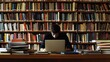 © CStock - College student studying in a library with books and a laptop, isolated on white background