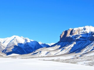 Wall Mural - Snow-capped mountains in Utah during winter with clear blue sky, horizon, winter