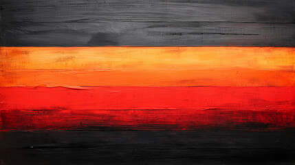 Fototapete - Abstract painting with bold black, red, orange, and yellow stripes
