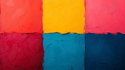 Aufkleber - Vibrant color blocks in red, yellow, blue, and pink create lively composition