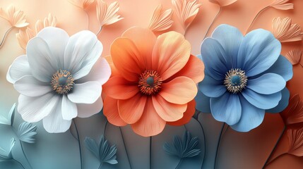 Wall Mural - cute pastel flower background. flower wallpaper