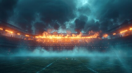 Aufkleber - Night Stadium Lights with Smoke and Abstract Effects