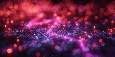 Wall Mural - 3d digital arrow with glowing connections in purple and pink