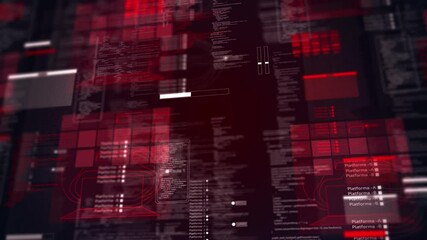 Wall Mural - futuristic hacker interface internet information technology program code virus alert cyber security 