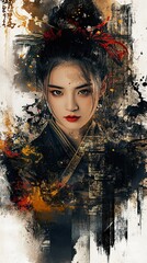 Wall Mural - Elegant Asian Woman in Abstract Art