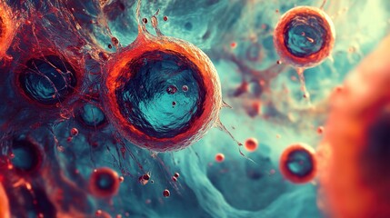 Wall Mural - microscopic cellular structures: an abstract exploration of biology