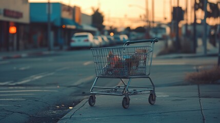 Sticker - Abandoned Shopping Cart at Sunset