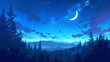 © FiDIO - Scenic nature-inspired night landscape, digital artwork with peaceful atmosphere