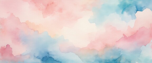 Wall Mural - Pastel watercolor background with soft pink and blue brushstrokes for creative designs