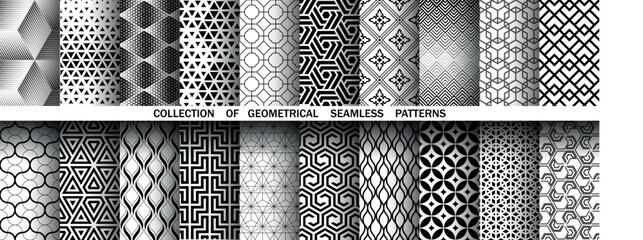 Leinwandbilder - Geometric set of seamless black and white patterns. Simple vector graphics.