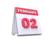 © Makara - realistic Calendar 2nd February 3d illustration