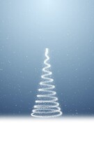 Wall Mural - loop realistic snowfall snowflakes with animated snowy christmas tree vertical background.