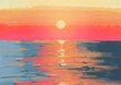 © 슬기 허 - sunrise ocean horizontal landscape sunset drawing illustrarion