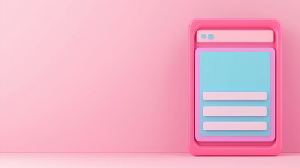 SEO visibility on mobile. Colorful digital interface on pink background