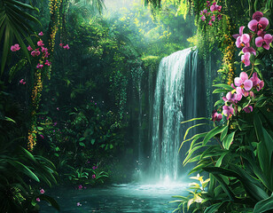 Wall Mural - Jungle Waterfall