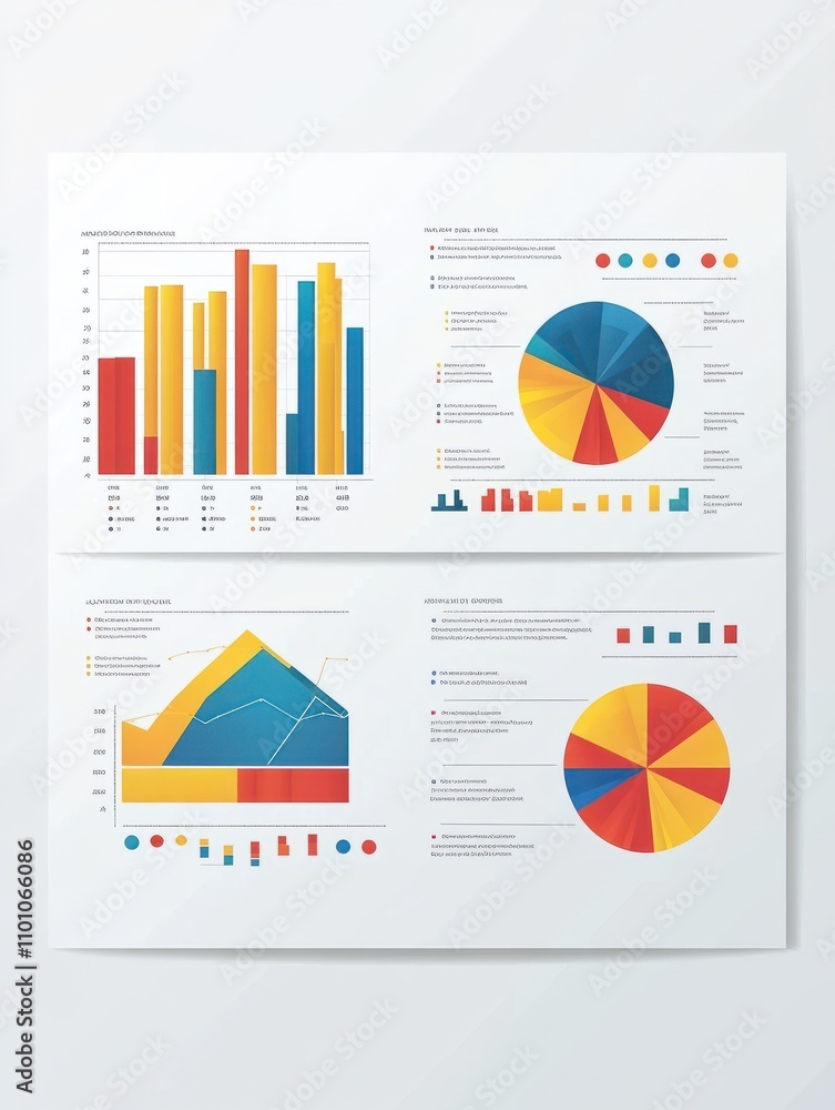 Graphical business report template with modern style charts and graphs ...