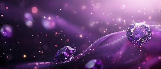A purple background with diamonds and stars, in an elegant style design. A diamond pattern is used in the corners of the design to add a sense of luxury design,



