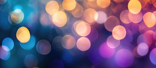 Wall Mural - colorful abstract bokeh background with blurred lights in various shades of blue purple and orange c
