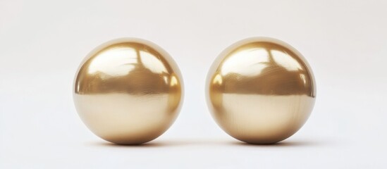 Poster - Two shiny golden spheres placed on a white background ideal for decoration or design purposes