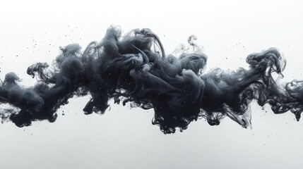Leinwandbilder - Dynamic black smoke swirling against a pale background creating an artistic and abstract visual effect for creative projects