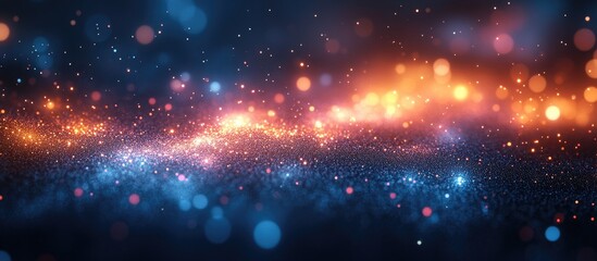 Leinwandbilder - Vibrant Blue and Orange Christmas Background with Sparkling Bokeh Light Effects for Festive Celebrations