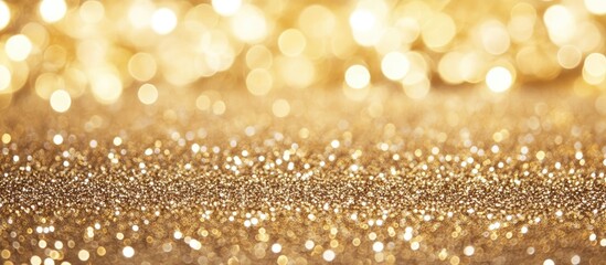 Poster - Elegant golden glitter backdrop with blurred bokeh effect ideal for festive celebrations and holiday themed designs