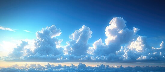 Aufkleber - Serene summer sky with fluffy clouds and vibrant blue hues creating a tranquil atmosphere perfect for relaxation and outdoor activities