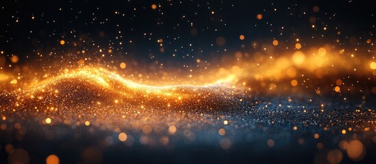 Wall Mural - golden glitter swirl on a dark background creating an elegant and festive atmosphere with shimmering