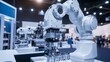 © aubriella - An innovative industrial robotics exhibition with AI-powered machines and automated assembly lines, Industrial style, photo of