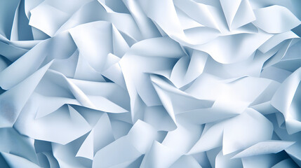 Fototapete - A textured background of crumpled white paper, creating a soft, abstract visual effect with light shadows and layers