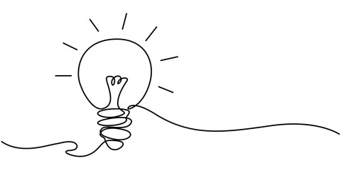Wall Mural - light bulb continuous one line drawing. single line vector illustration with editable stroke, creati