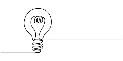 Wall Mural - light bulb continuous one line drawing. single line vector illustration with editable stroke, creati