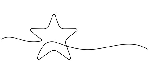 Wall Mural - hand draw doodle stars illustration in continuous line arts style vector, star continuous one line d