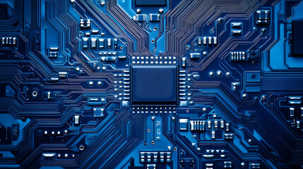 Wall Mural - abstract computer technology, blue background banner. future business technology. modern concept. ci