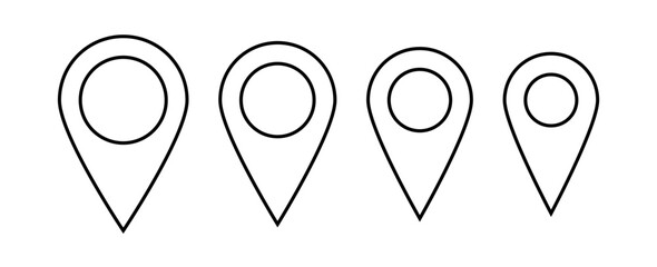 Fototapete - editable stroke. location map pointer icon, place pin marker sign - black line gps map pointers in flat style, destination symbols. location pin outline icon, Navigation sign
