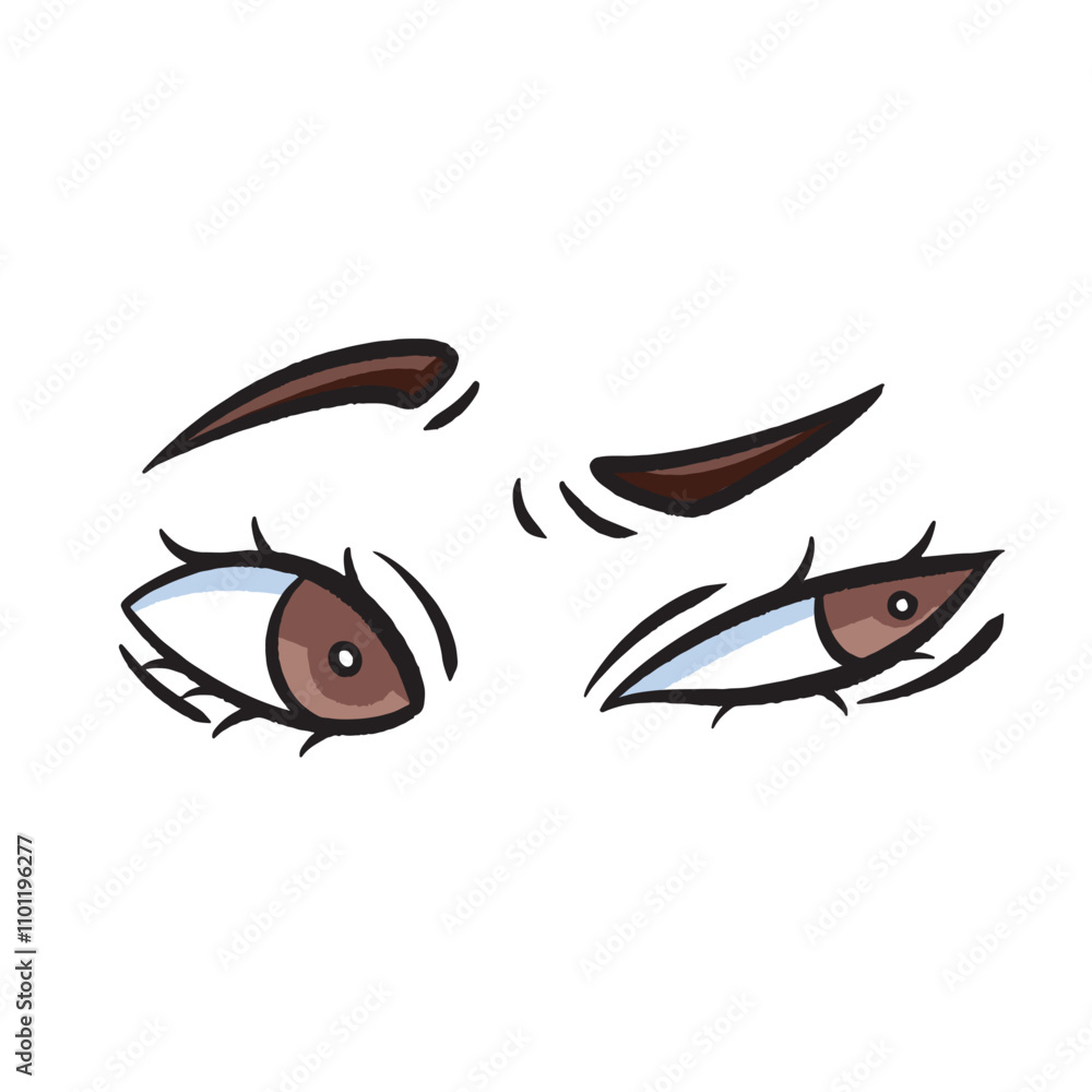 Distrust eye expression colorful illustration isolated on square white ...