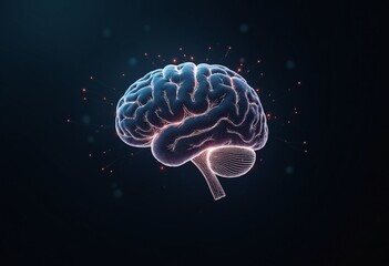 Aufkleber - Artistic rendering of a neural network as a floating, digital brain outlined with illuminated circuits