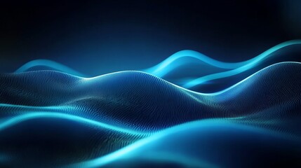Wall Mural - immerse in a mesmerizing representation of radiant blue waves in a stunning digital landscape that c